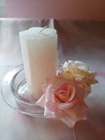 neu: Kerzenglas mit Rosen-Deko und Kerze, Deko