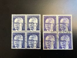 4 blocs de 4 oblitérés RFA 1964/1970