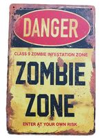 DANGER - ZOMBIE ZONE   - Blechschild (neu, OVP)