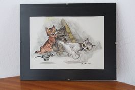 Katzenbild , Handgemalt 1980