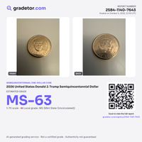 2026 Donald Trump Liberty $1 Dollar Gradetor MS63 US Mint