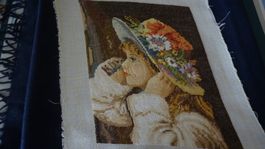 GOBELIN BILD MÄDCHEN MIT HUT-  SCHÖNE. GESCHENK