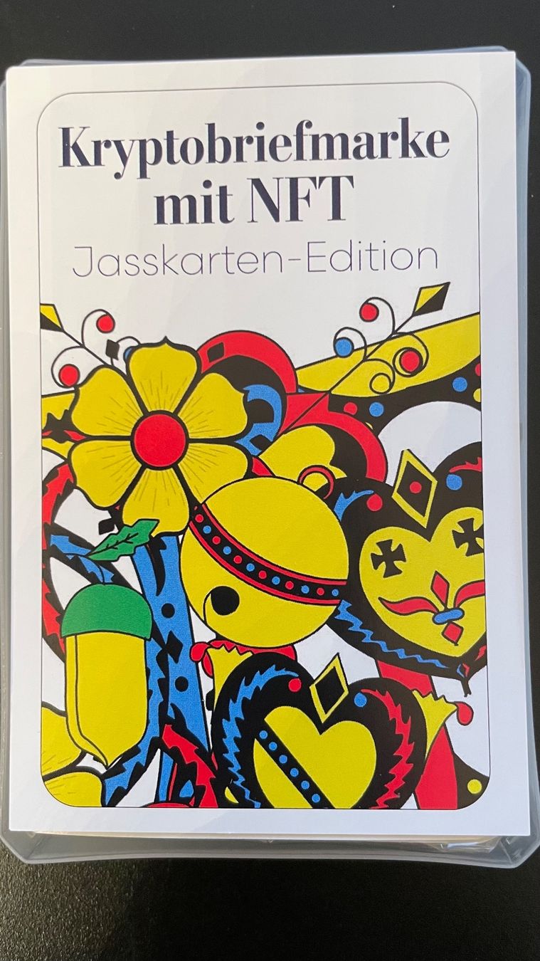 Tutti i francobolli: NFT-Jasskarten-Briefmarke mit Original Schweizer Spielkarten – Nuovo e nell'imballaggio originale da Bern venduto da schm1969