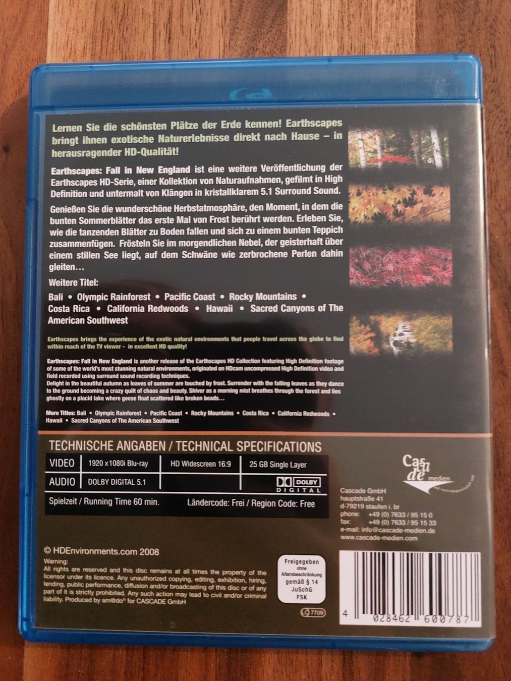 Tutti i DVDs: Blu Ray - Earthscapes in HD – Usato da Rheinfelden venduto da FilmAuktion 1