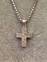 Silberkette sterling silber mit KREUZ GLITZER