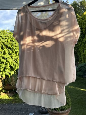 Tom Tailor Sommerbluse, zartrosa mit Pailetten Gr. 36 