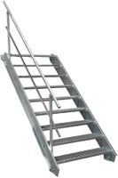 Stahltreppe 9 Stufen B120cm + Geländer