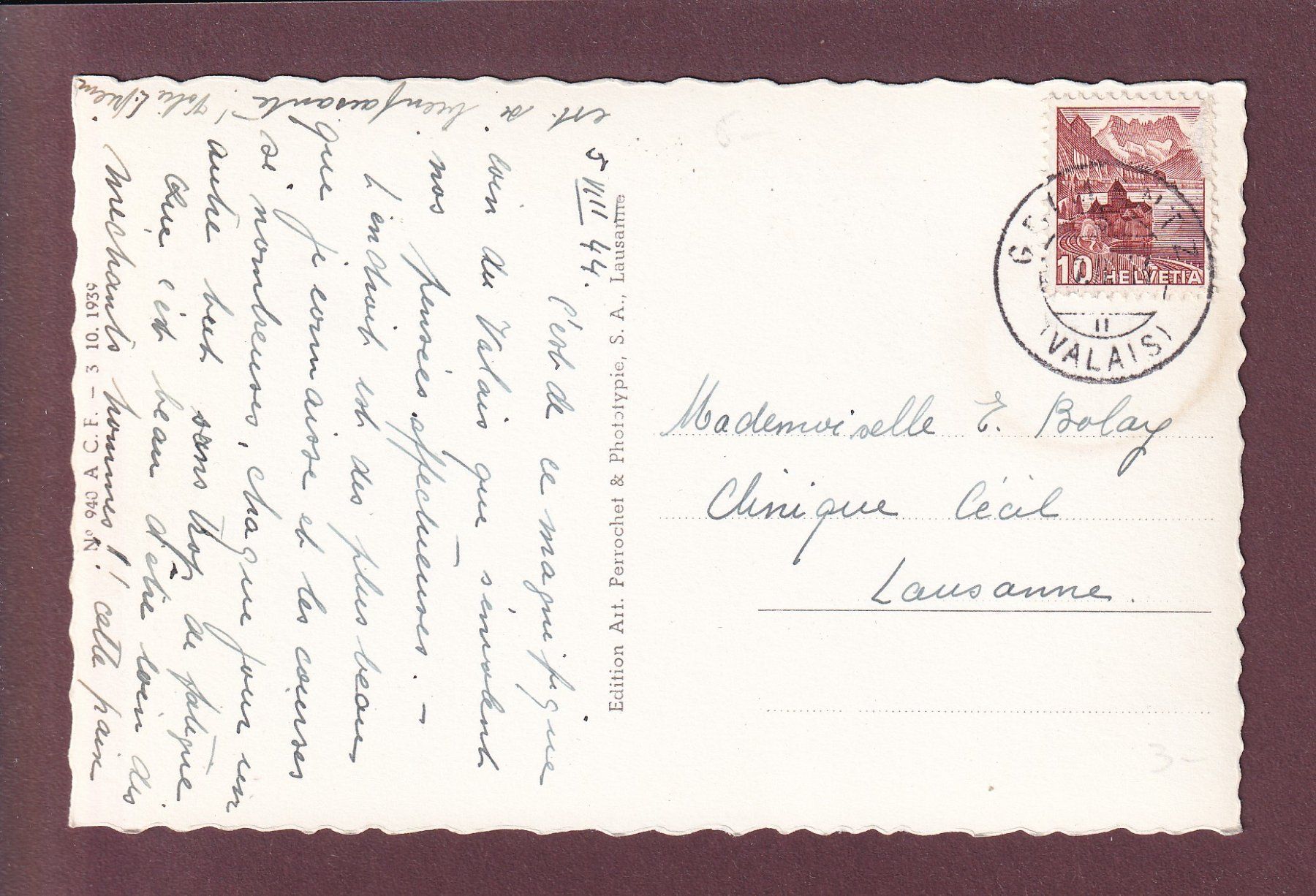 Cartoline postali: GRIMENTZ - Val d'Anniviers - 1944 – Usato da Pully venduto da nicecards 1