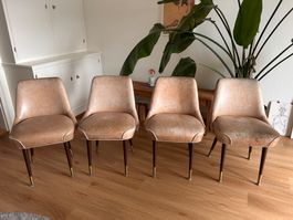 4 Lederstühle beige