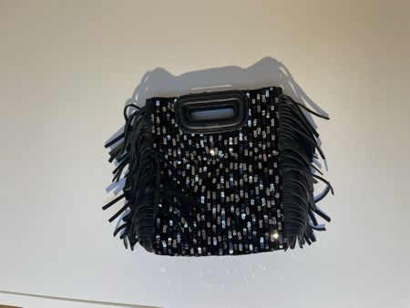 Maje Black Sequined Fringe Crossbody Bag