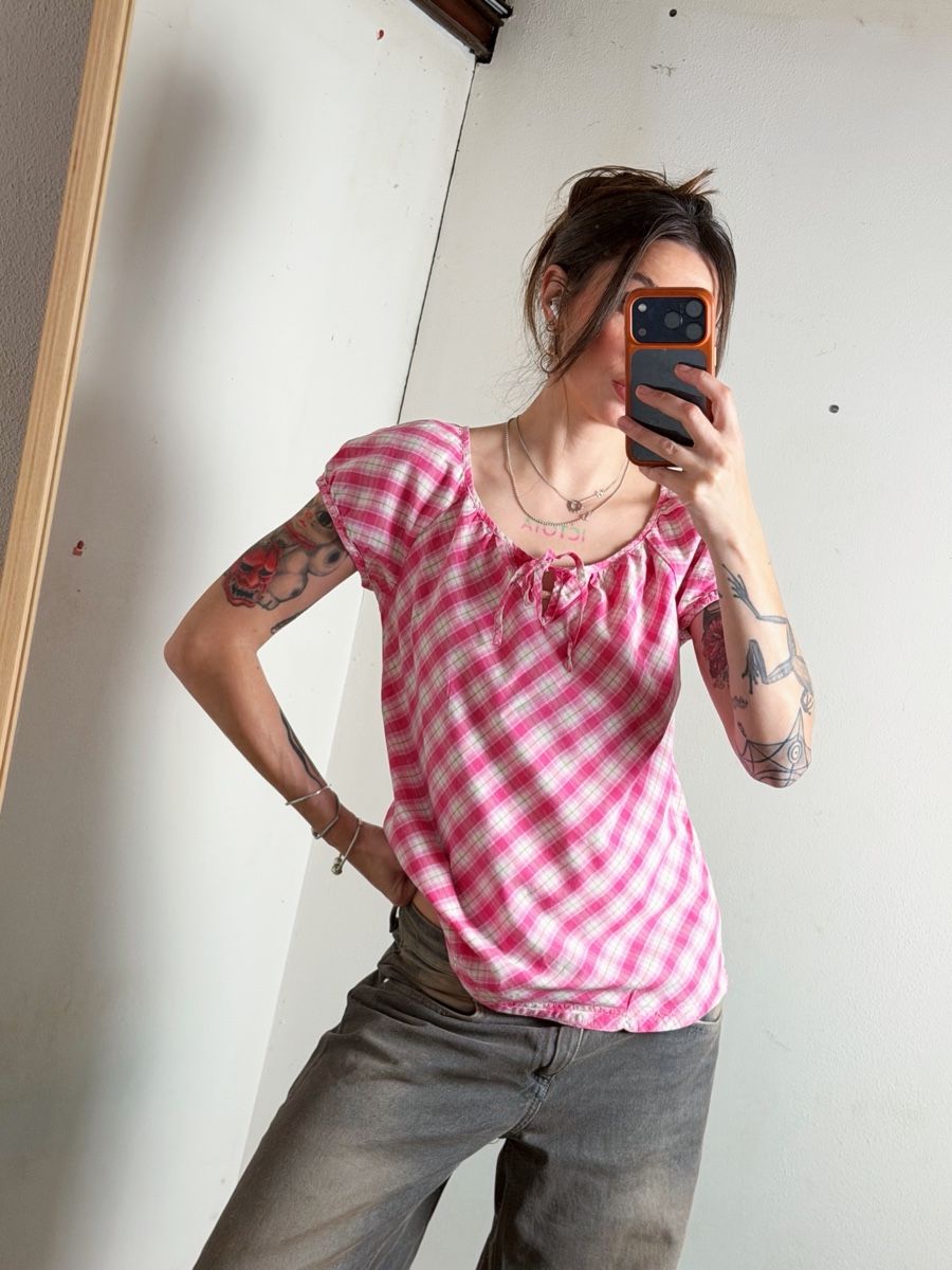 Camicette: pink checkered top from soyaconcept – Usato da Knonau venduto da Grapesvintage