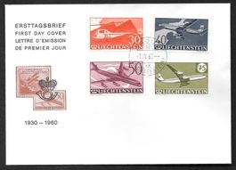 Liechtenstein FDC Serie F34 - F37 Flugpostmarken ET 7.4.1960