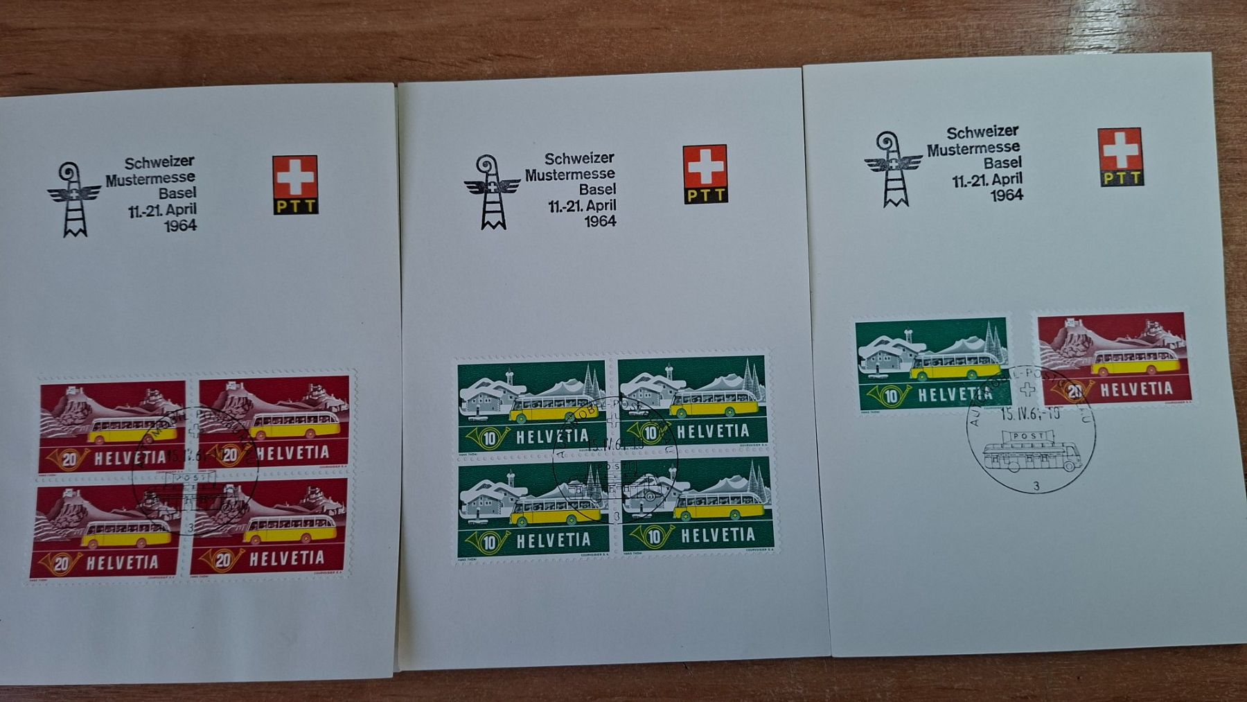 Tutti i francobolli: CH314 - 3 feuillets PTT Postes alpestres 1953 – Usato da Trélex venduto da Phil_Albert