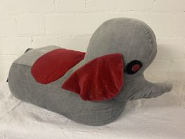 Süsser Elefant, Kuscheltier, Stofftier, Grau/Rot, Top!