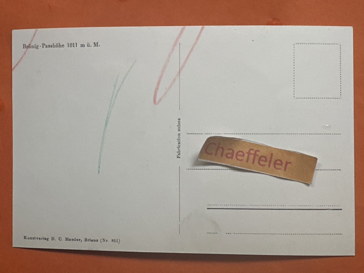Cartoline postali: Brünig-Passhöhe – Usato da Zürich venduto da Chaeffeler 1