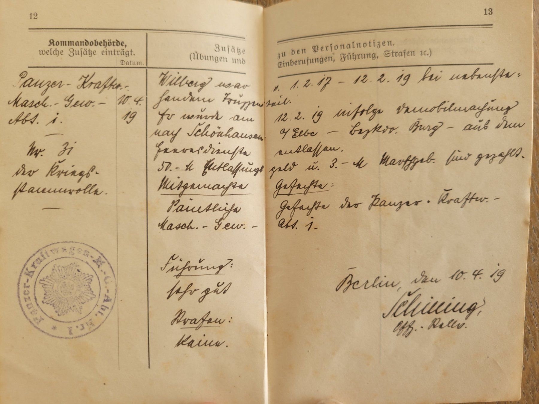 Uniformi: Deutsches Reich -WEHRPASS-EK1/EK2 Eintrag – Usato da Kriens venduto da KTP 8