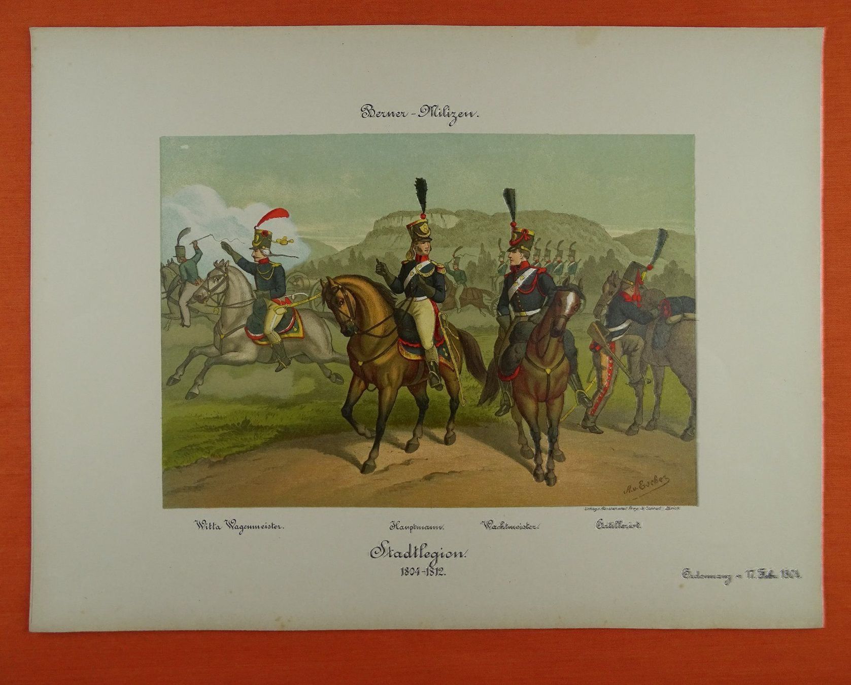 Foto & Immagini: BERNER MILIZEN, LITHOGRAPHIE UM 1890 – Usato da Grüningen venduto da Kartensammler