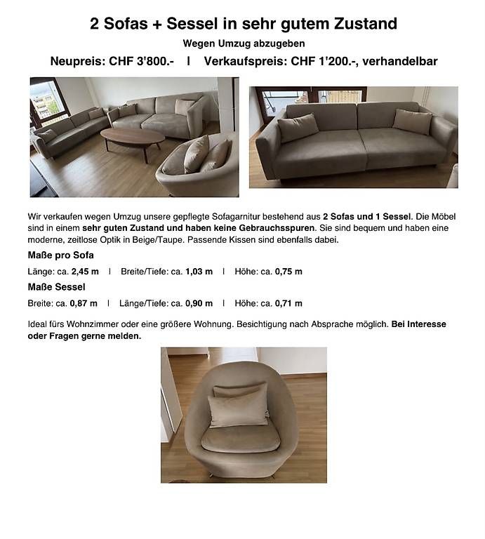 Sofas: 2 Sofas + Sessel – Gebraucht aus Neuenhof von imi_26cq 4