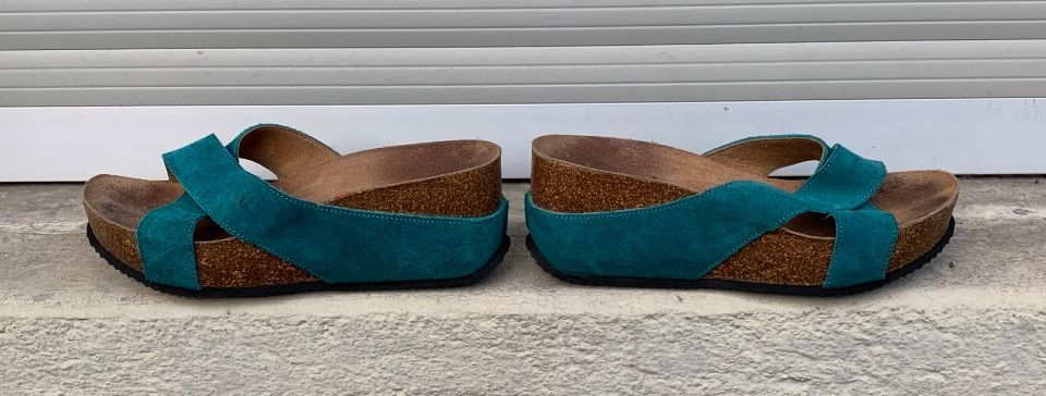 Merrell Damenschuhe: Superbe mule MERRELL cuir nubuck turquoise compensée n.37 – Gebraucht aus Martigny von only__you 7