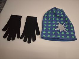Winter Set: Muetze mit Sternen und Handschuhe, warm!