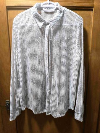 Glitzer Hemd/Bluse, Silber Pailletten, perfekt für die Party