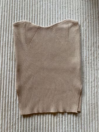 Shein Bandeau Top Oberteil Shirt Trägerlos Beige Strick S