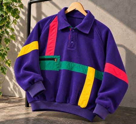 Vintage Pull 80s 90s Colorblock Lila/Violett