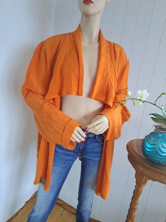 AÏNO Mantel Blusenjacke Jacke Wasserfall L - XL Seide Hanf