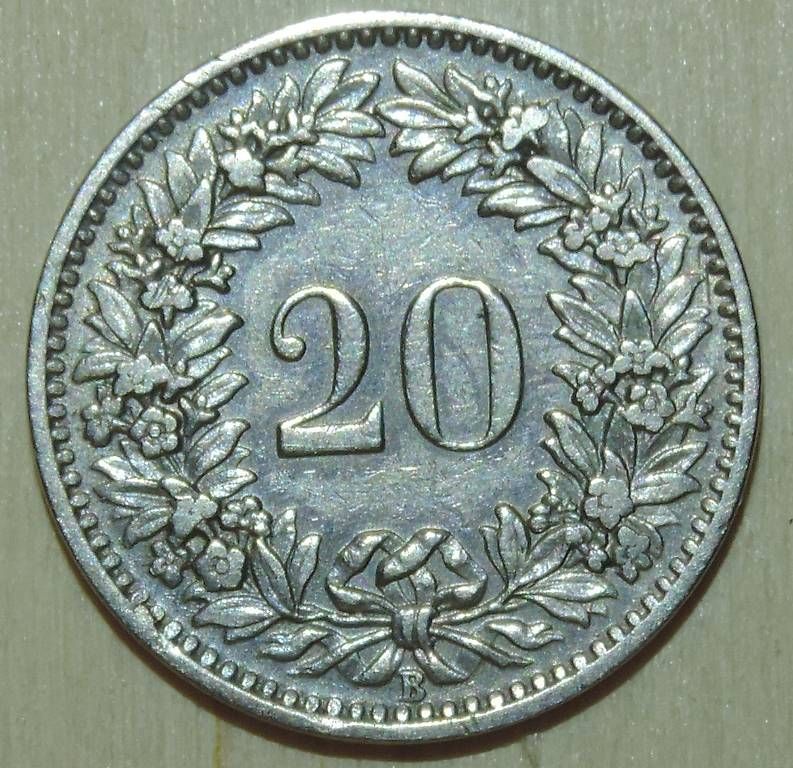 Alle Münzen: 20 Rappen 1920 – Gebraucht aus Gommiswald von Malediven2025 1