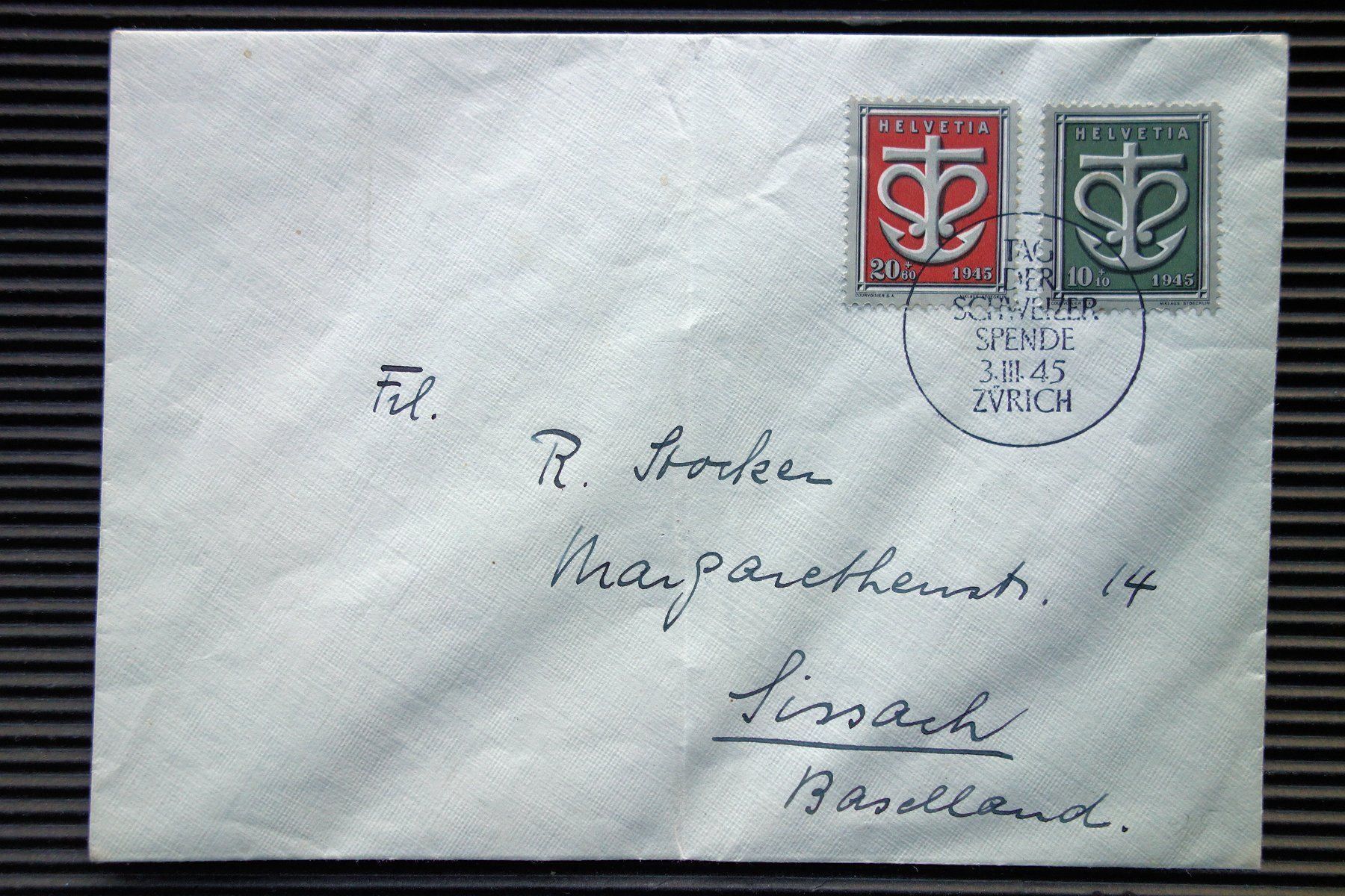 Tutti i francobolli: 1945 Brief Tag der Schweizer Spende – Usato da Mettmenstetten venduto da Sutasso