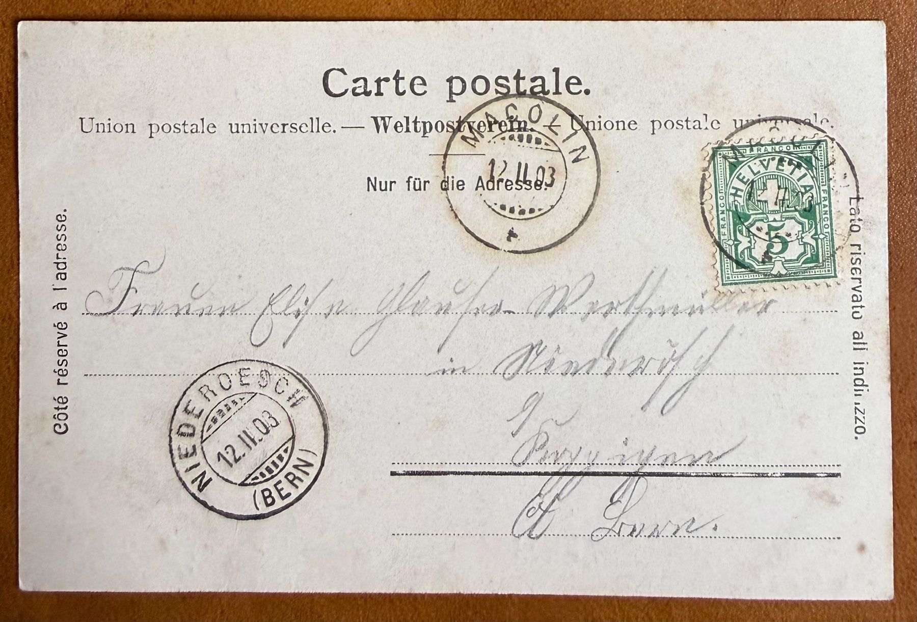 Ansichtskarten: Macolin - Le Grand Hôtel - 1903 – Gebraucht aus Lutry von Ediego 1
