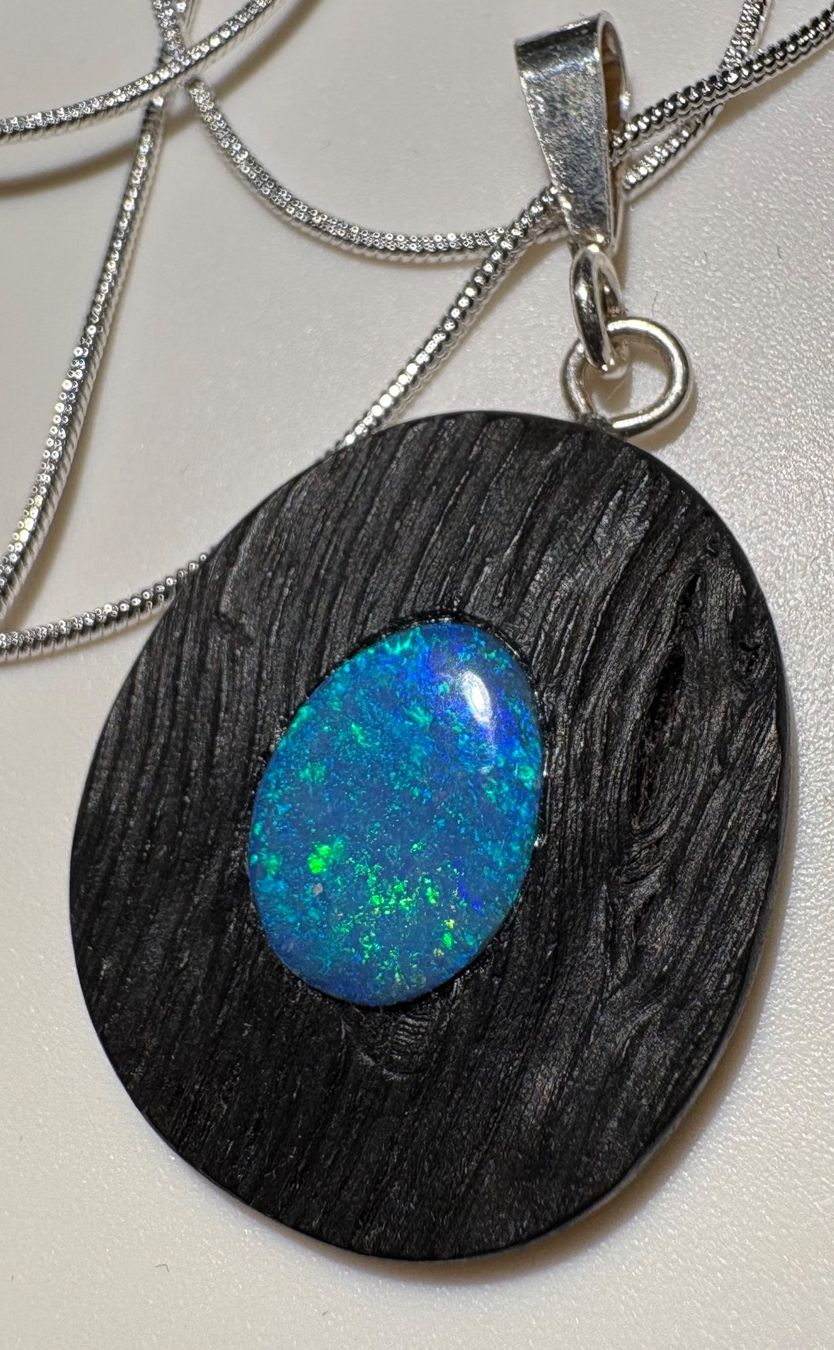 Catenine: Opal Halskette Mooreiche-Silber, Lightning Ridge Australien – Nuovo (secondo la descrizione) da Wilen b. Wil venduto da Tschirio 1