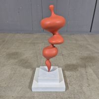 Visual Objekt Orange Skulptur Kunstobjekt aus Holz