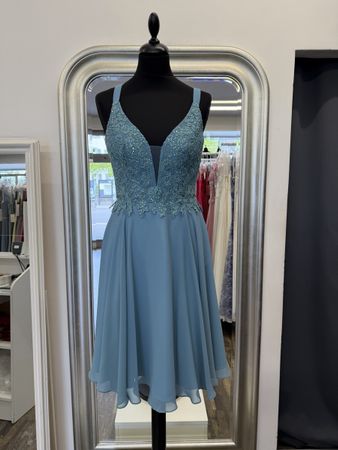 Rauchblau Spitze Sommer Party Kleid - Größe 34