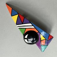 Vintage Geometric Hair Clip Bright Block Color Memphis Style