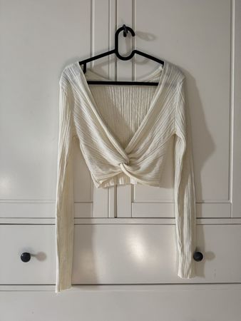 ASOS Design Cream Ribbed Crop Top