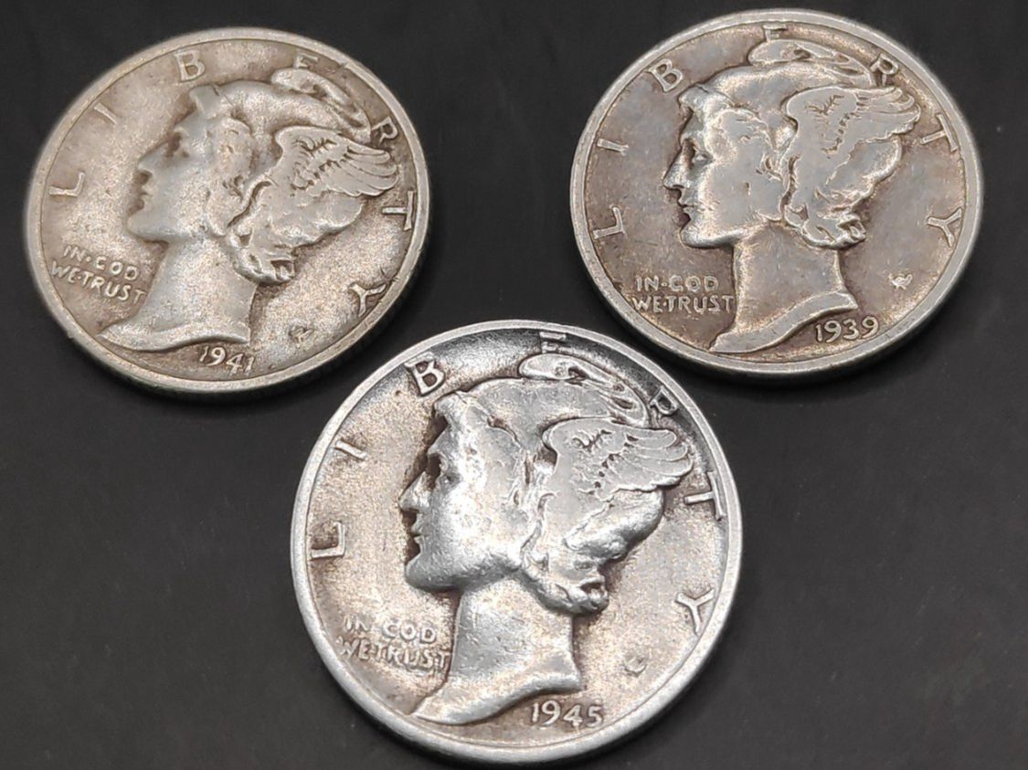 Alle Münzen: 3x Silber Dimes "Mercury" – Gebraucht aus Sirnach von Trekk64