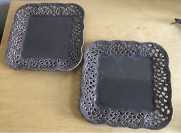 Assiette décorative carre 21cm lot de 2 état neuf