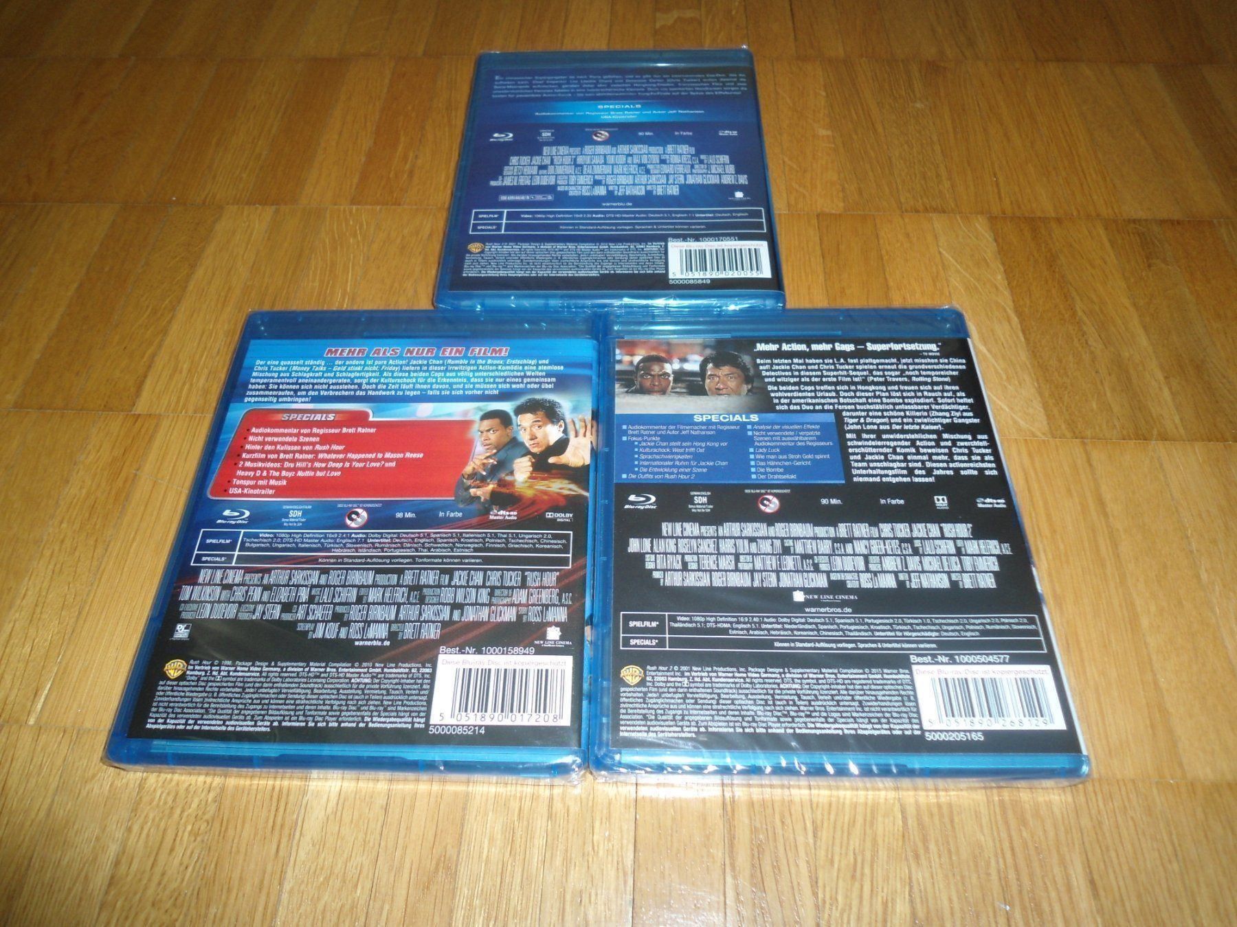 Tutti i DVDs: Jackie Chan - Rush Hour 1,2 & 3 - BLU RAY - UNCUT – Nuovo e nell'imballaggio originale da Basel venduto da havsok 1