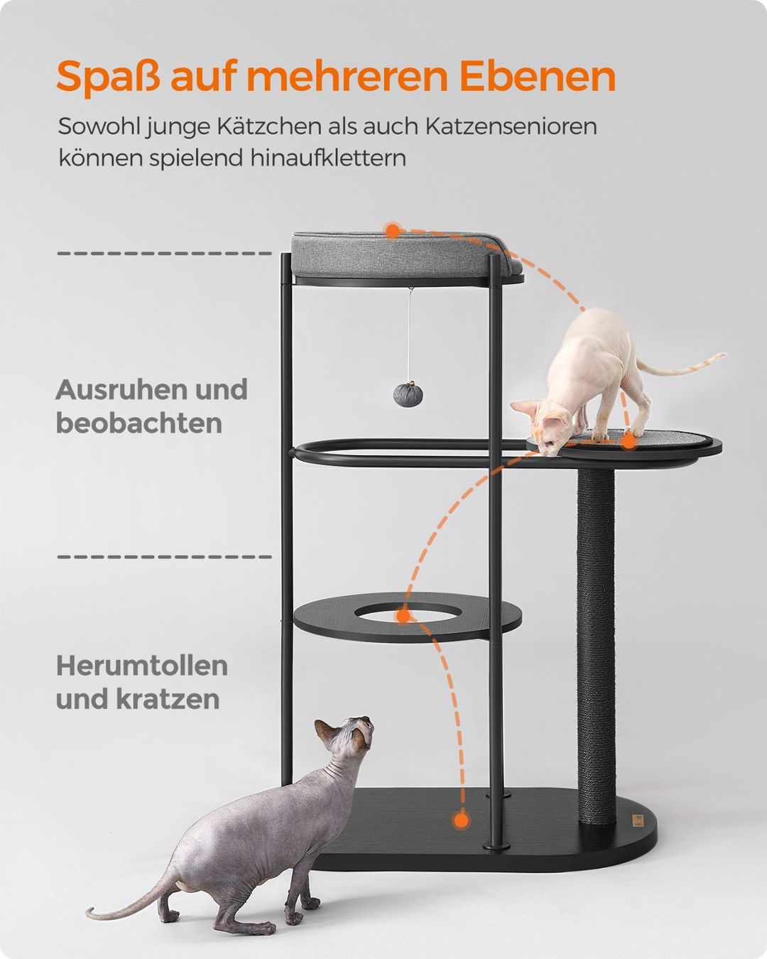 Tiragraffi: Kratzbaum Modern Katzenbaum Metall Schwarz LUNA – Nuovo (secondo la descrizione) da Lachen SZ venduto da MAMORU-MOEBEL 1