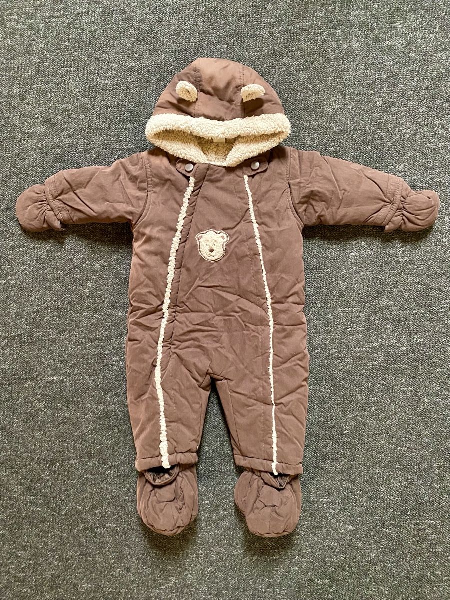 Babyanzüge: Süsser Winteroverall Gr.68 Braun Bärchen Ohren – Gebraucht aus Worben von Teddy112