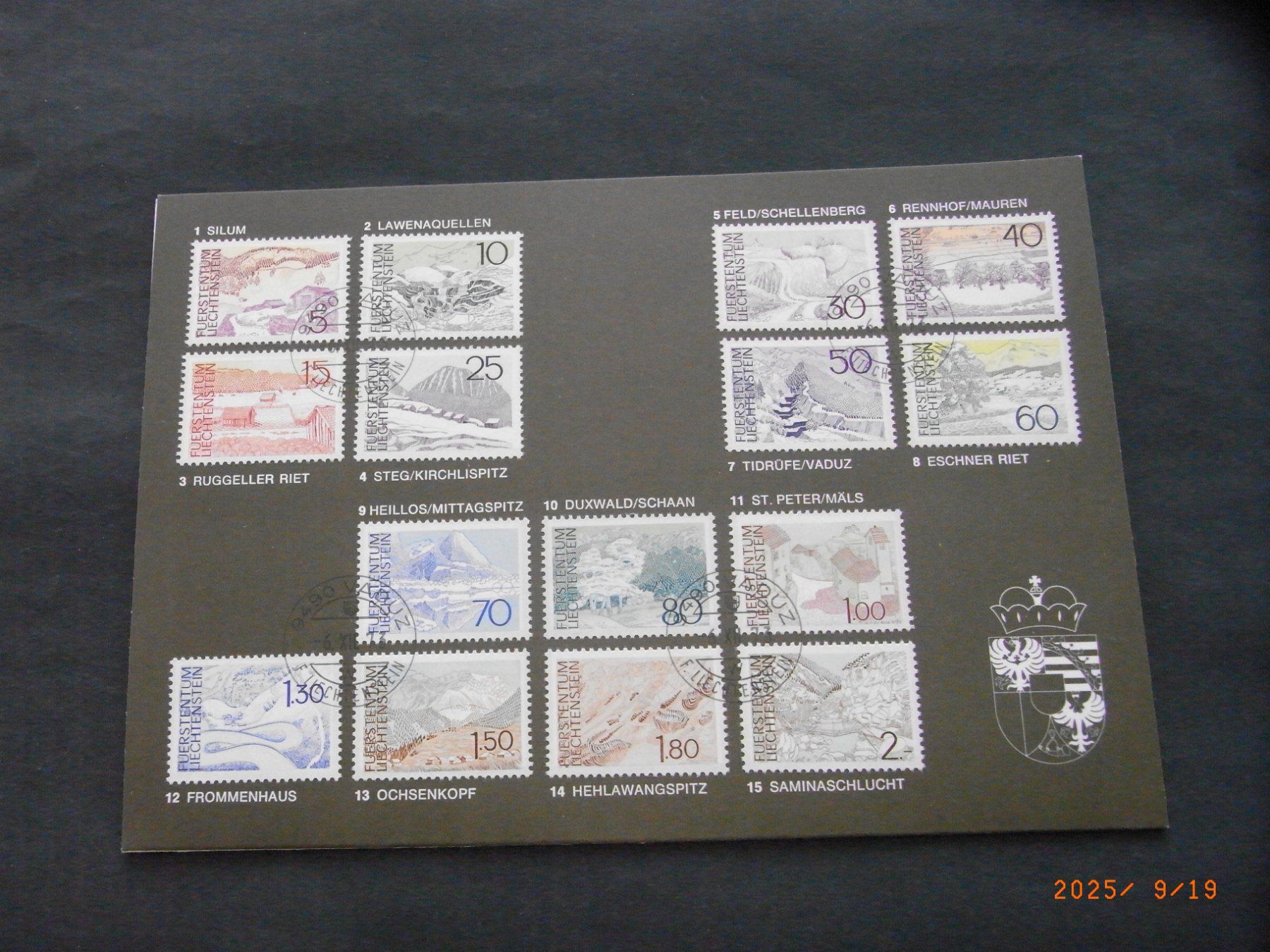 Tutti i francobolli: Fl 512-525 teils FDC Souvenirkarte – Usato da Ittigen venduto da shetland