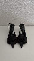 ZARA Slingback Pumps mit Schleife Schwarz Gr. 38 – Sehr gute