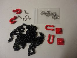 Ketten Set schwarz rot mit Haken und Zubehör ca. 1:10