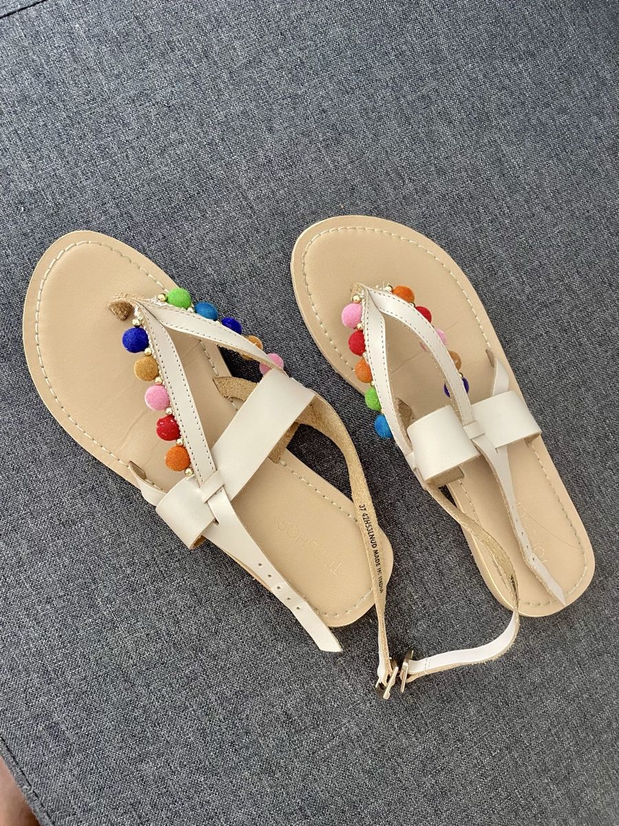Topshop Scarpe da donna: Topshop Sandale Echtleder mit bunten Pompons, Gr. 37 – Usato da Zürich venduto da Carlajimena 1