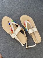 Topshop Sandale Echtleder mit bunten Pompons, Gr. 37