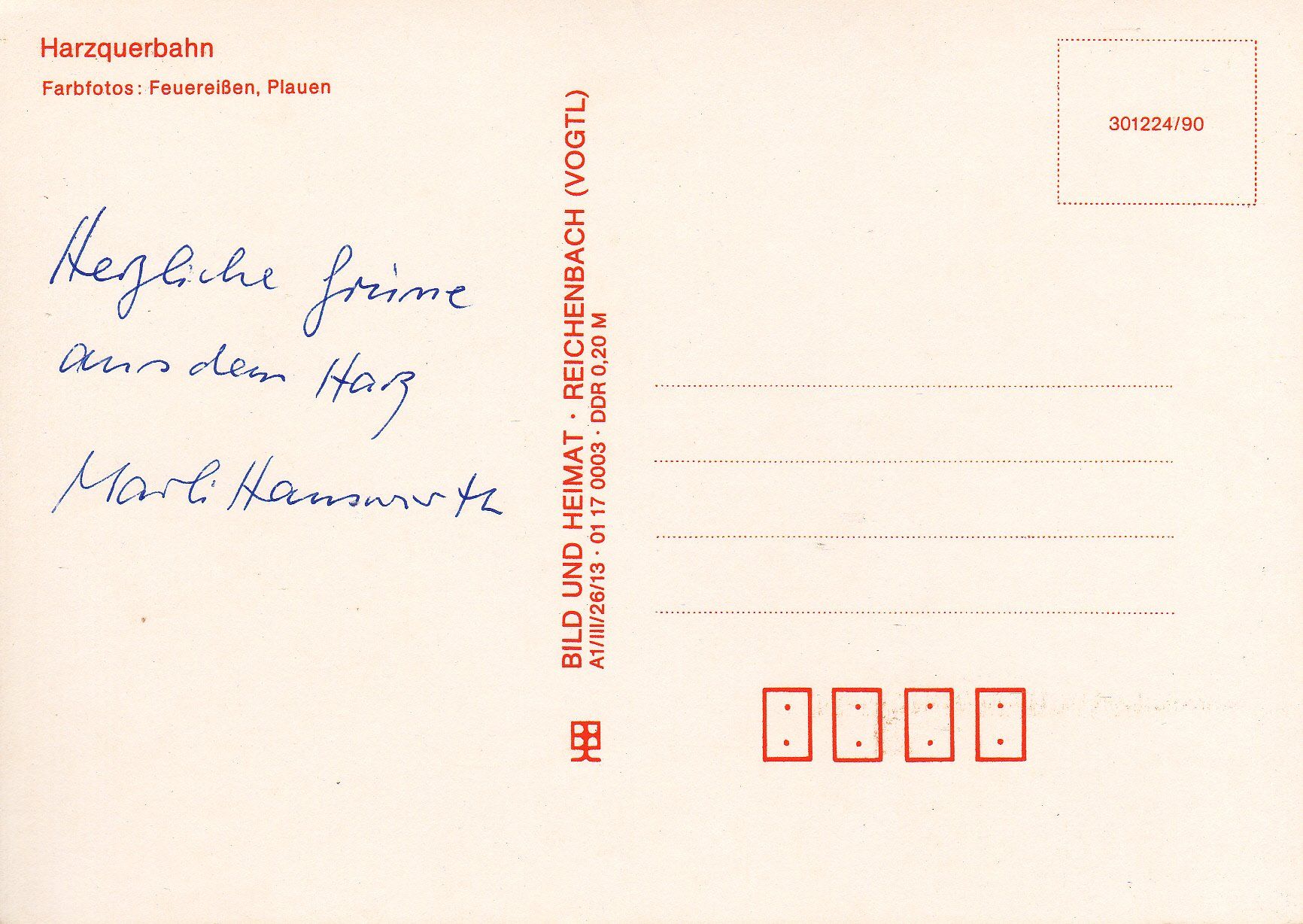 Cartoline postali: Deutschland DR Schmalspurbahn Harzquerbahn – Usato da Luzern venduto da Pinot88 1