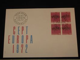 Werbemarken Europa FDC 1972 Nr. 509 "CEPT" 4-Block