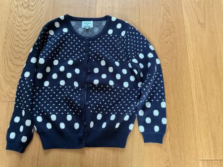 Little Dickens Strickjacke, Gr. 140, Marine mit Punkten.