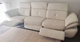 Modulares 3er-Echtledersofa weiss